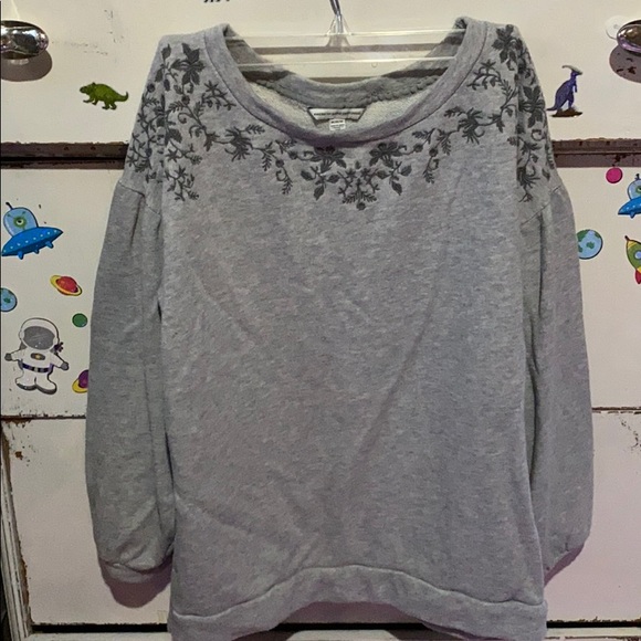 American Eagle Outfitters Tops - Grey Embroidered Sweater